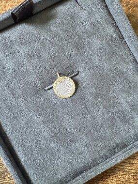 David Yurman Cable Collectibles Pavé Plate Pendant w/ 18K Yellow Gold & Diamonds
